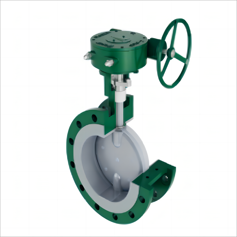 Flanged fully lined fluorine butterfly valve with worm gear drive